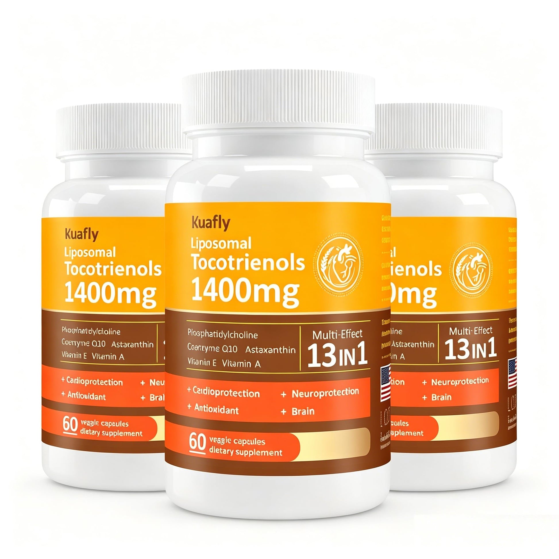KUAFLY Liposomal Tocotrienols Vitamin E 1400mg Powder with Phosphatidylcholine, Astaxanthin, 120