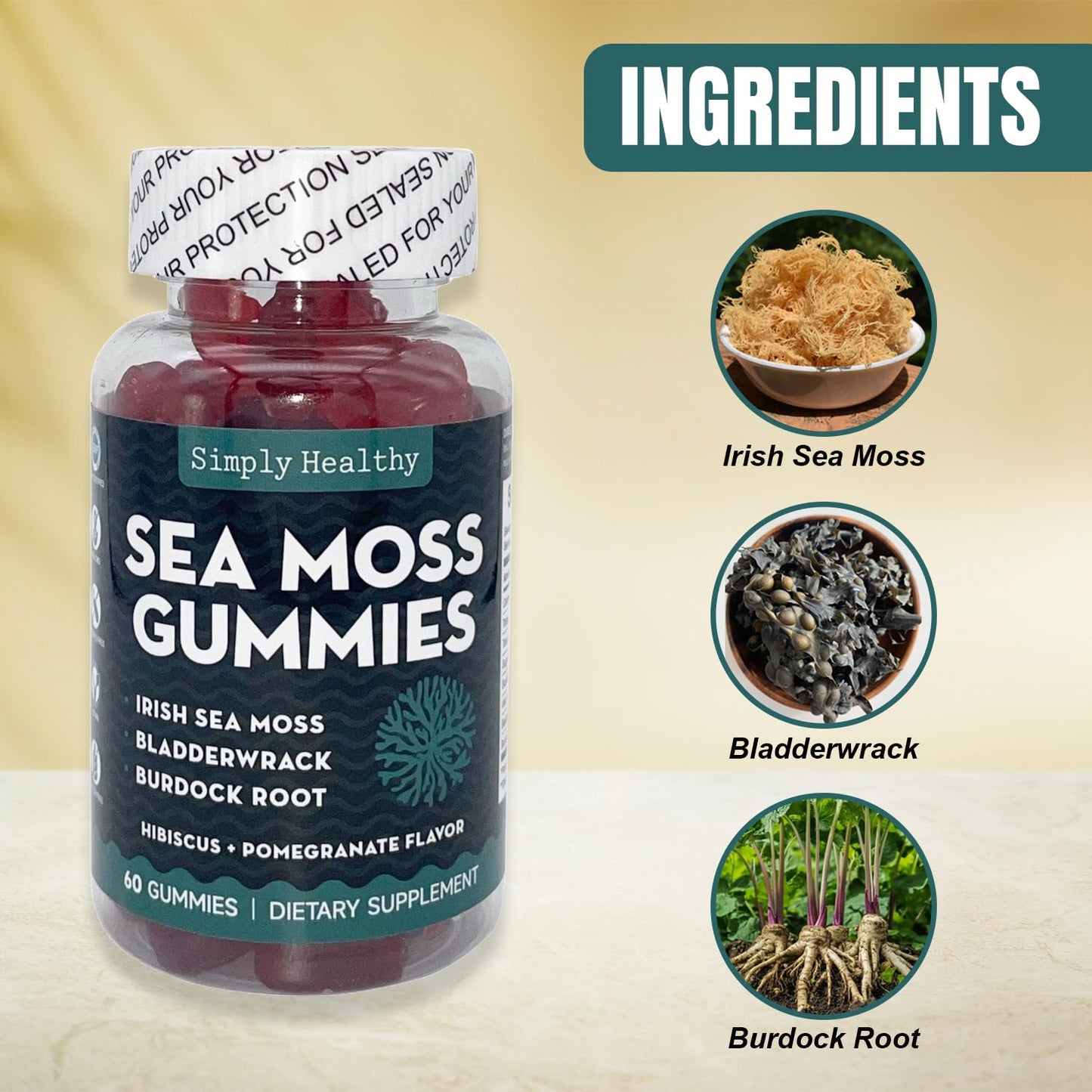 Simply Healthy Premium Sea Moss Gummies, 60 Count