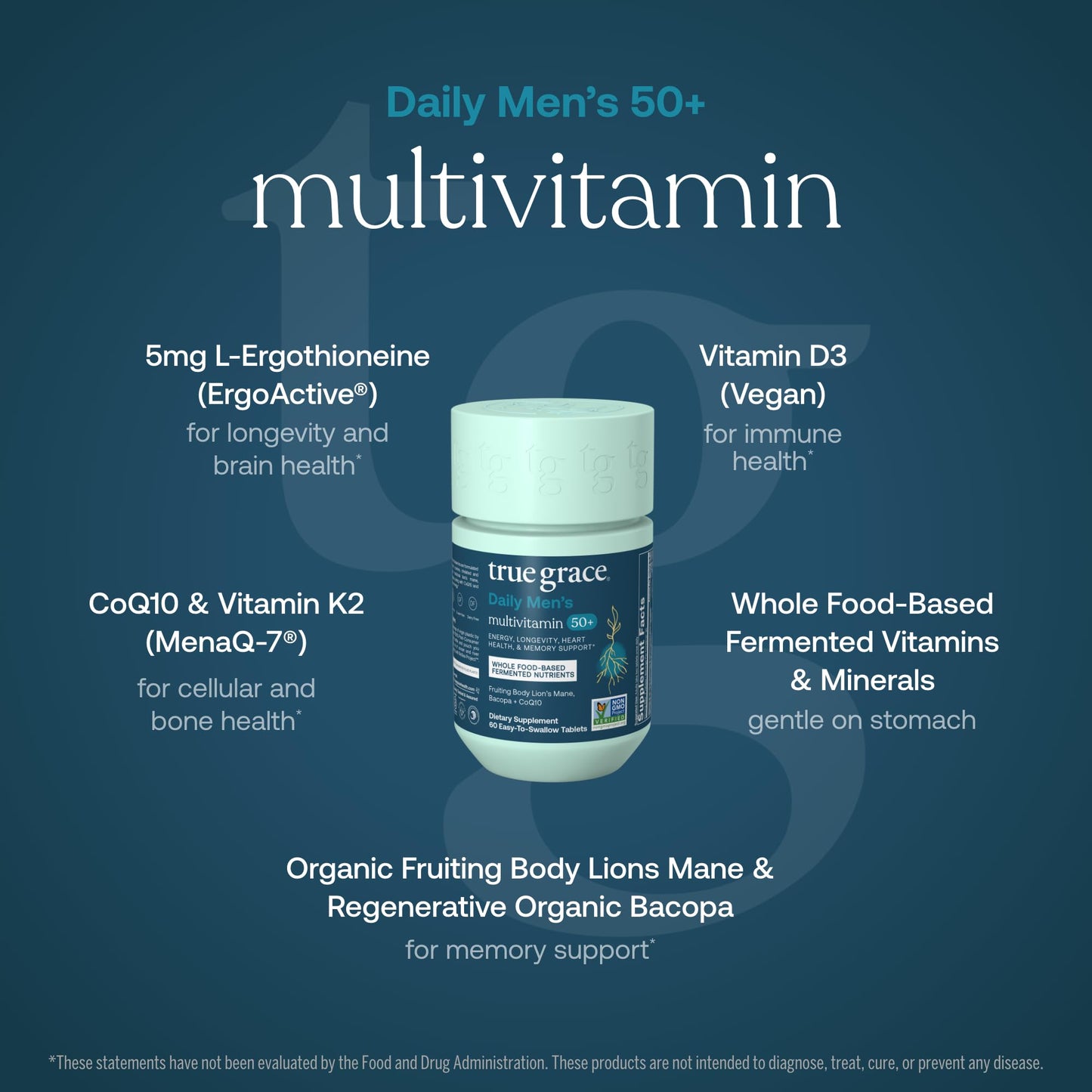 True Grace Daily Men’s Multivitamin 50+ Tablets, 60 Tablets