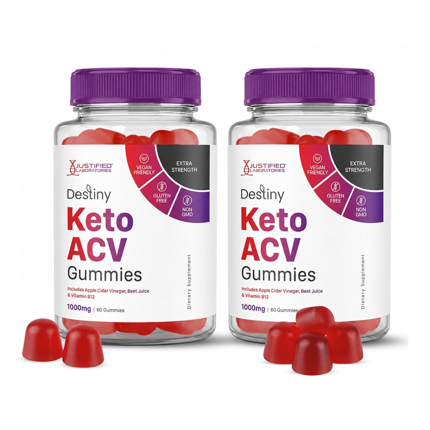 Justified Laboratories Destiny Keto ACV Gummies 120 Gummies