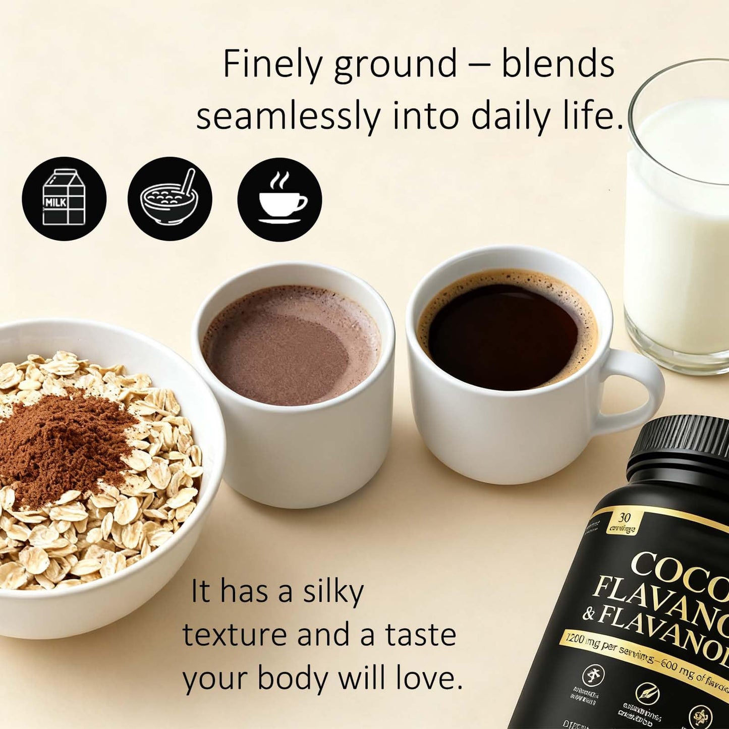 ZYGCDZ High Flavanol Cocoa Powder Supplement with 1200mg Flavanols & Flavonoids (600mg Epicatechin) for Heart Health, Nitric Oxide Support & Energy, 10X More Flavanols Than Regular Cocoa Powder 8.47 Ounce