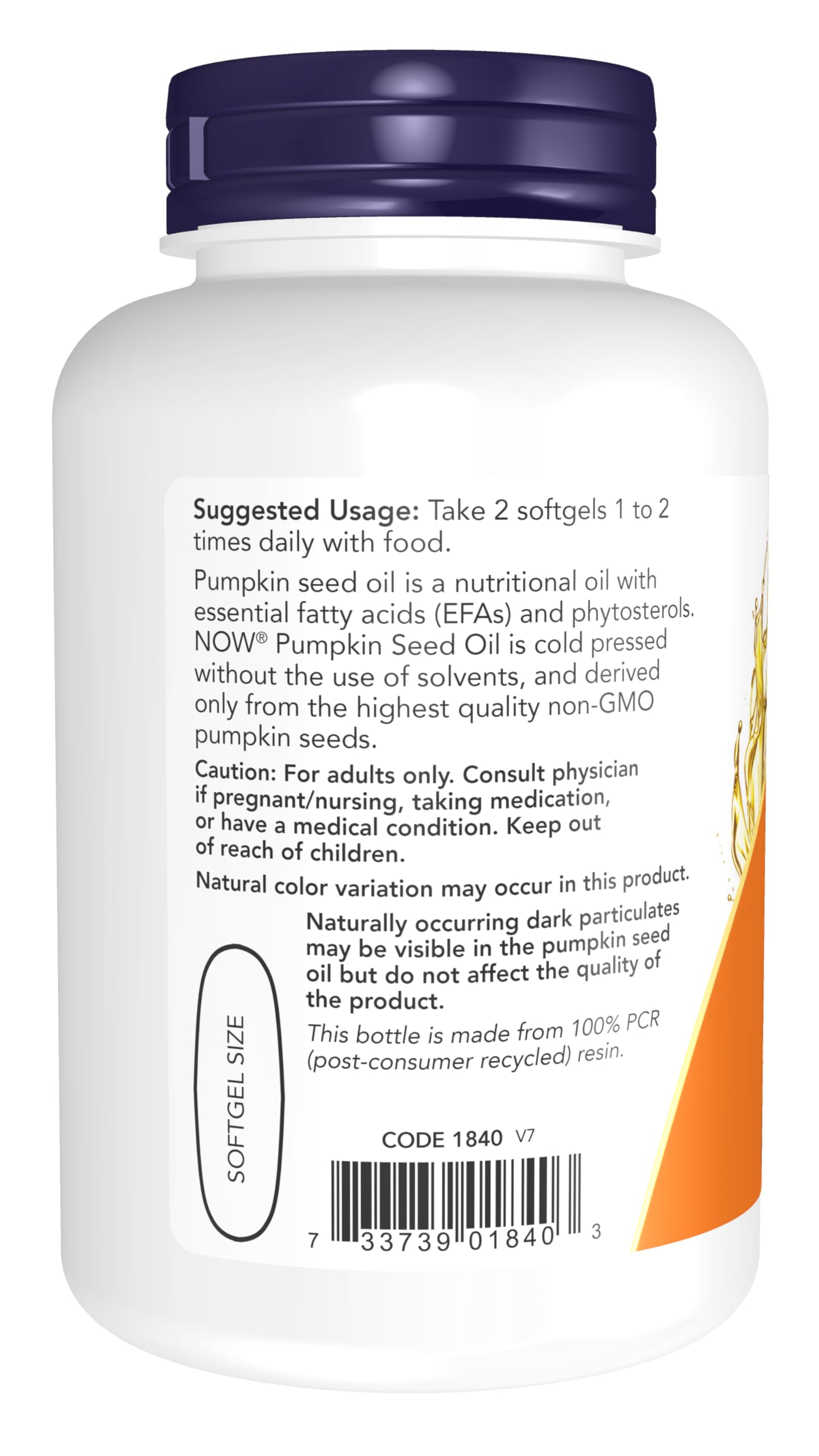 NOW Foods Pumpkin Seed Oil 1000 mg with Essential Fatty Acids and Phytosterols, Cold Pressed Softgels, 100 Count