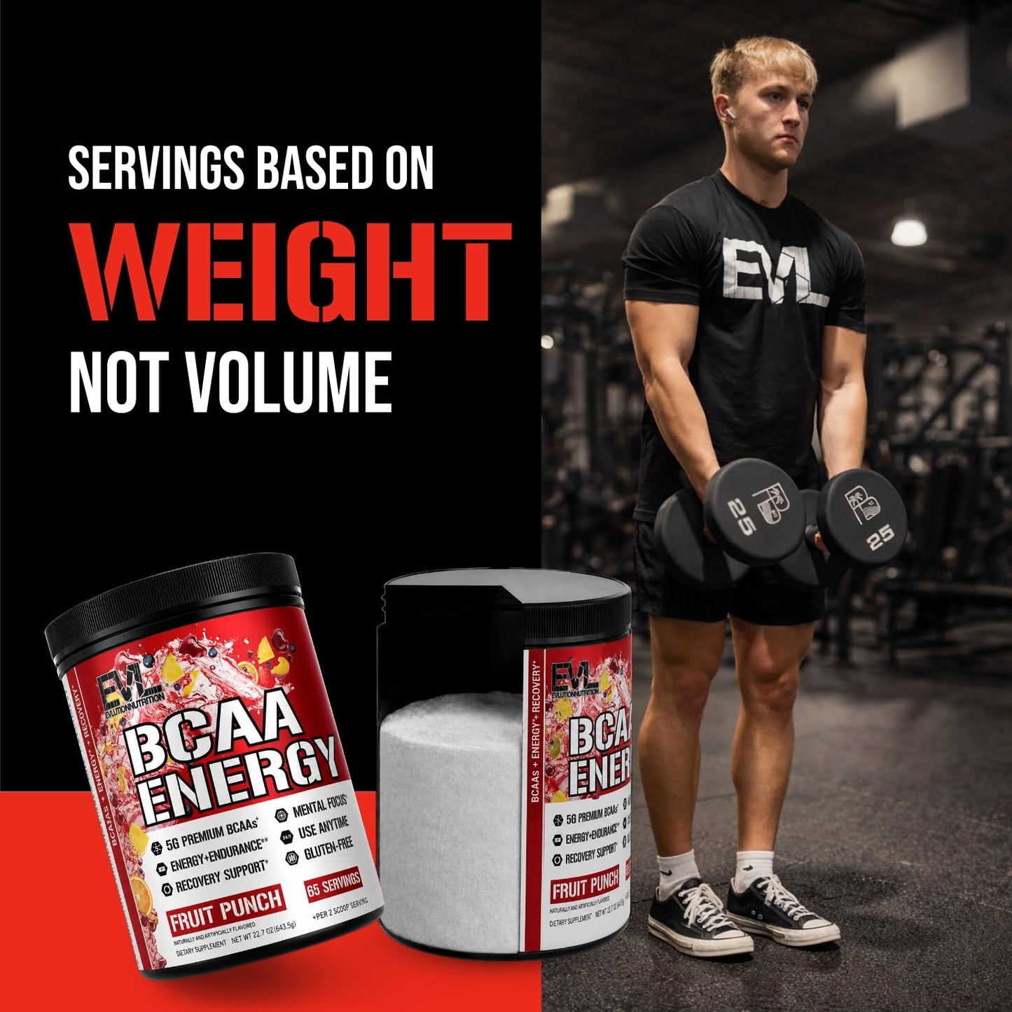 Evlution EVL BCAAs Amino Acids Powder, 65 Servings