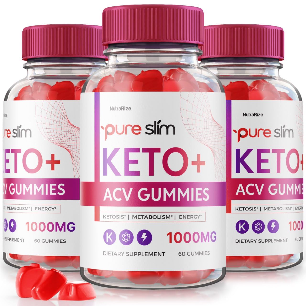 NutraRize Pure Slim Keto + ACV Gummies Advanced Weight Loss, Maximum Strength Supplement, 180 Gummies
