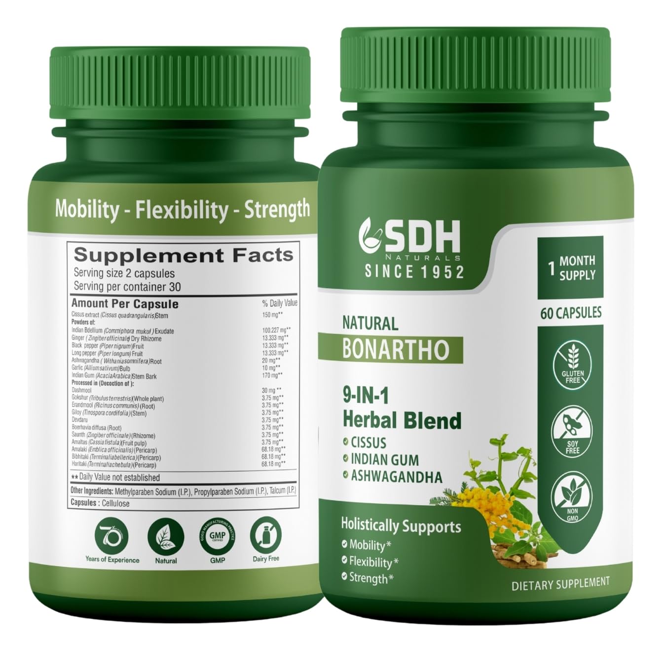 SHREE DHANWANTRI HERBALS SDH Bonartho Bone & Joint Support Supplement Capsule 90 Count