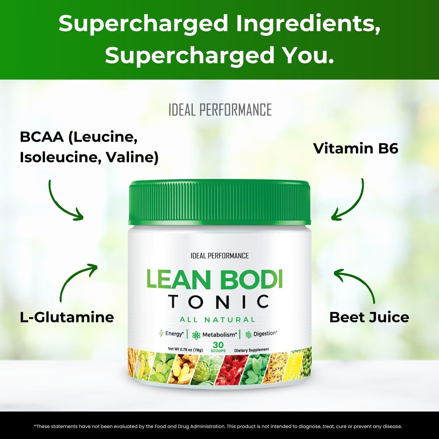 IDEAL PERFORMANCE Lean Bodi Tonic Powder Official Formula 4 oz (Pack of 2)