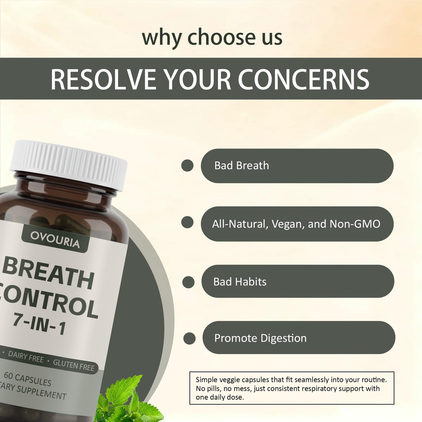 TANSPRESSO ovouria Breath & Gut Balance Capsules 60 Capsules