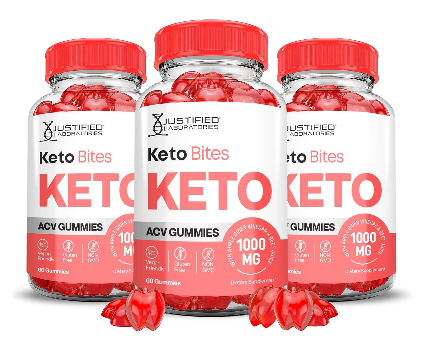 Justified Laboratories Keto Bites ACV Gummies Advanced Formula 1000mg, 180 Gummies