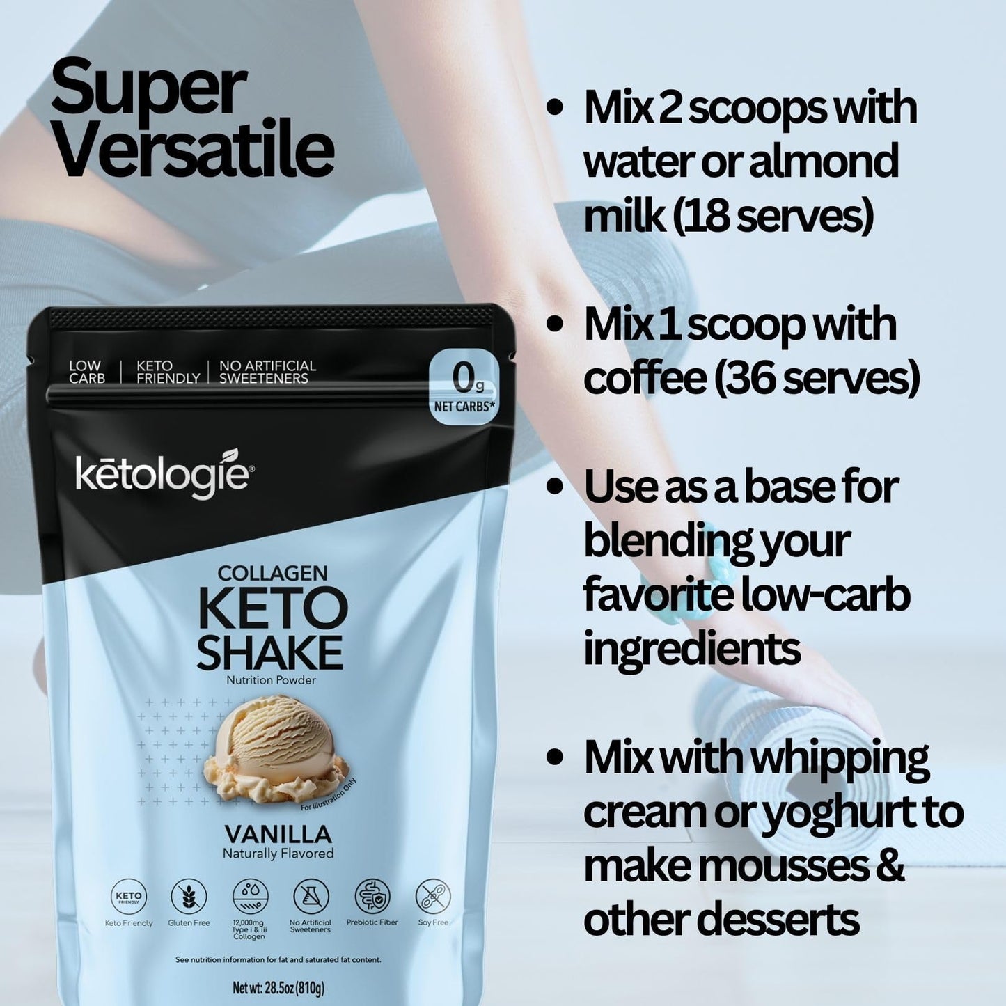 Ketologie Keto Collagen Shake Vanilla Powder 28.5