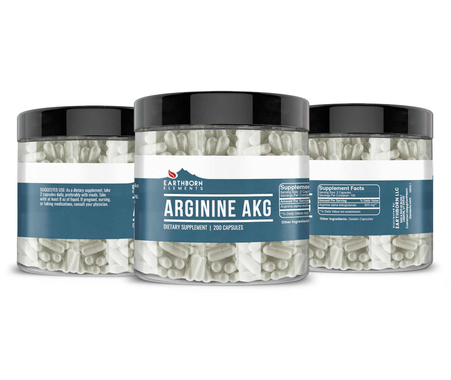 Earthborn Elements Arginine AAKG Capsules, 200 Count