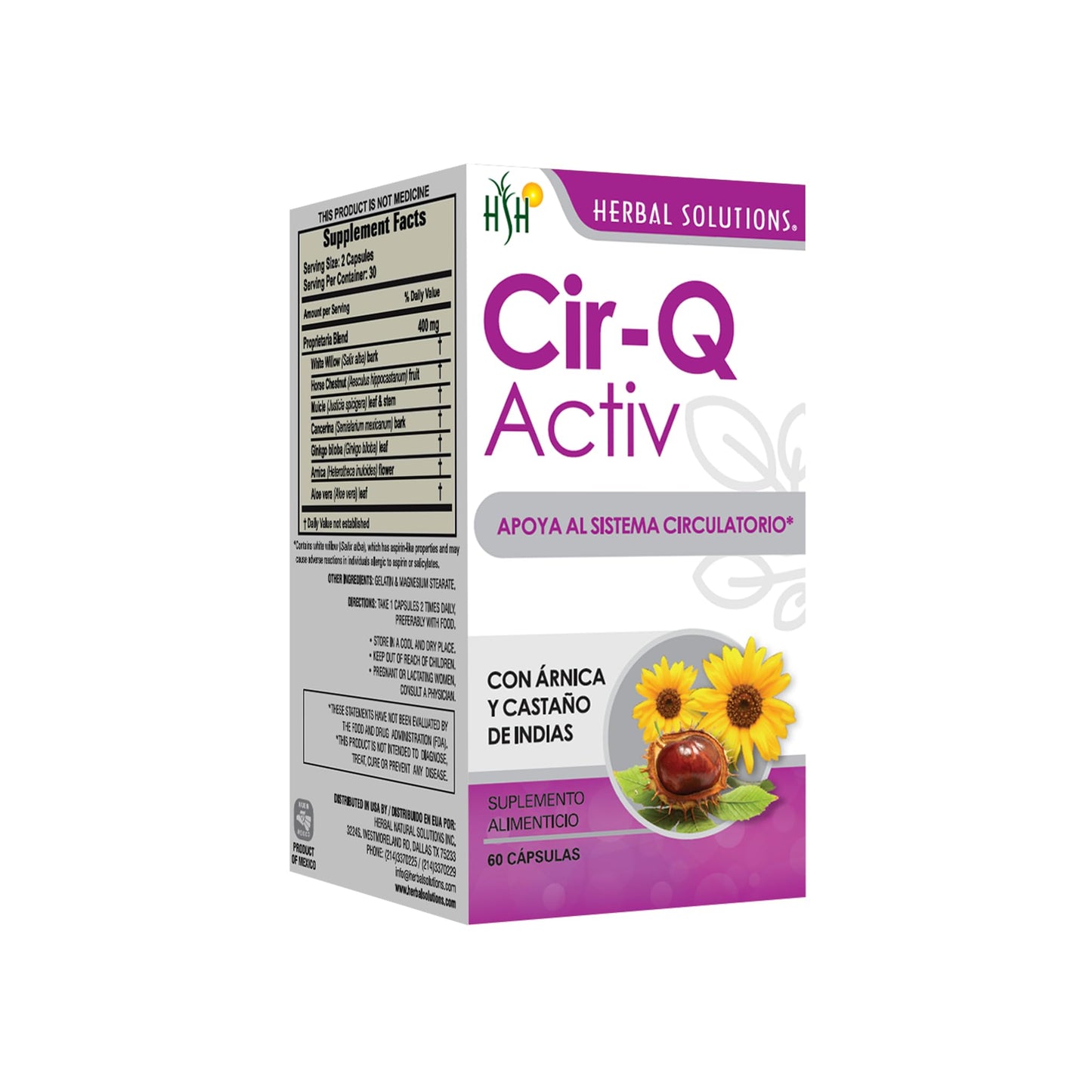 Herbal Solutions Health Cir-Q Activ Natural Circulation Support & Vein Nutrition Supplement - Horse Chestnut Complex with Traditional Herbs Powder 7.2 oz