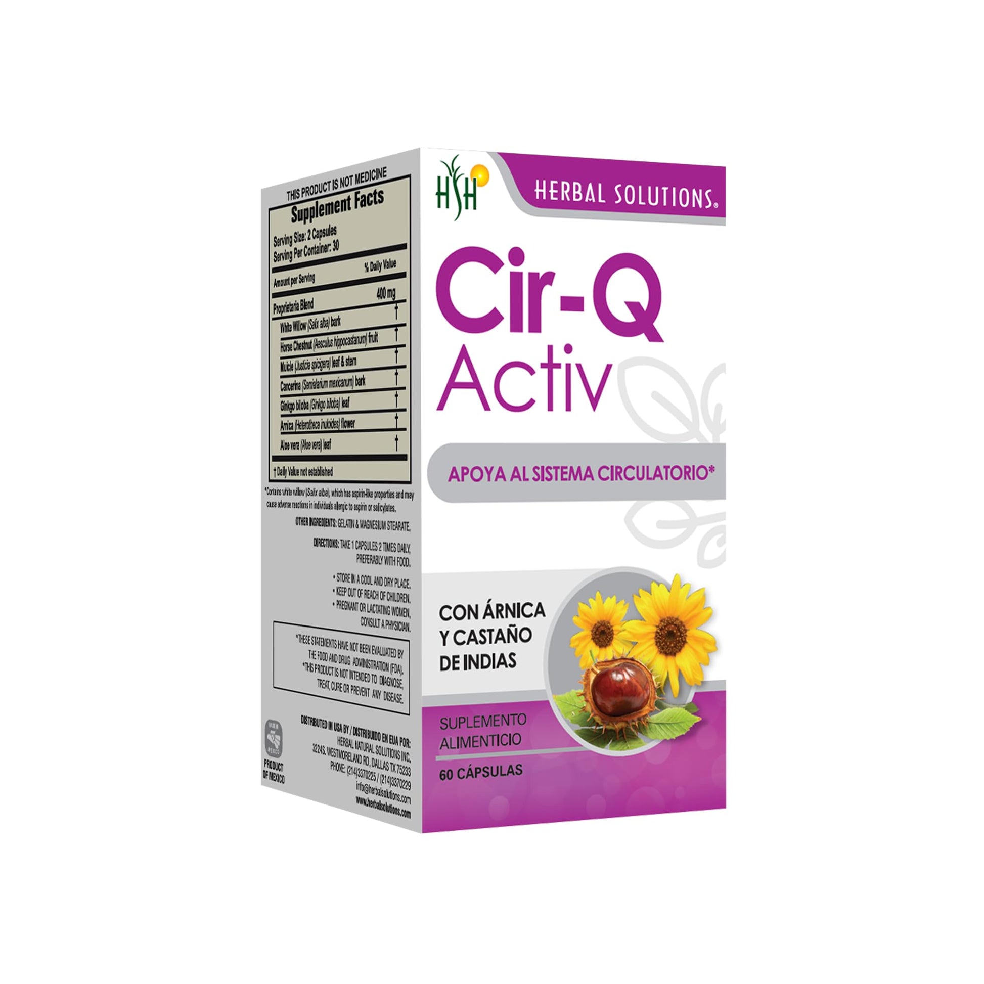 Herbal Solutions Health Cir-Q Activ Natural Circulation Support & Vein Nutrition Supplement - Horse Chestnut Complex with Traditional Herbs Powder 7.2 oz
