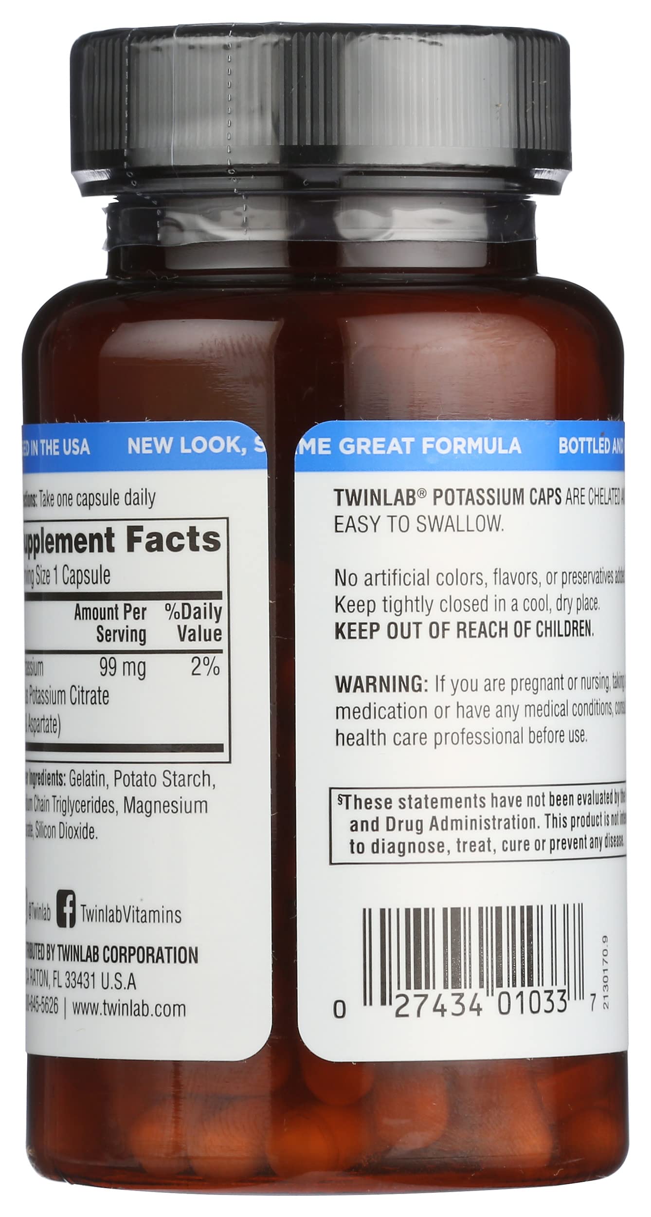 Twinlab Potassium 99mg Capsule, 90 Count