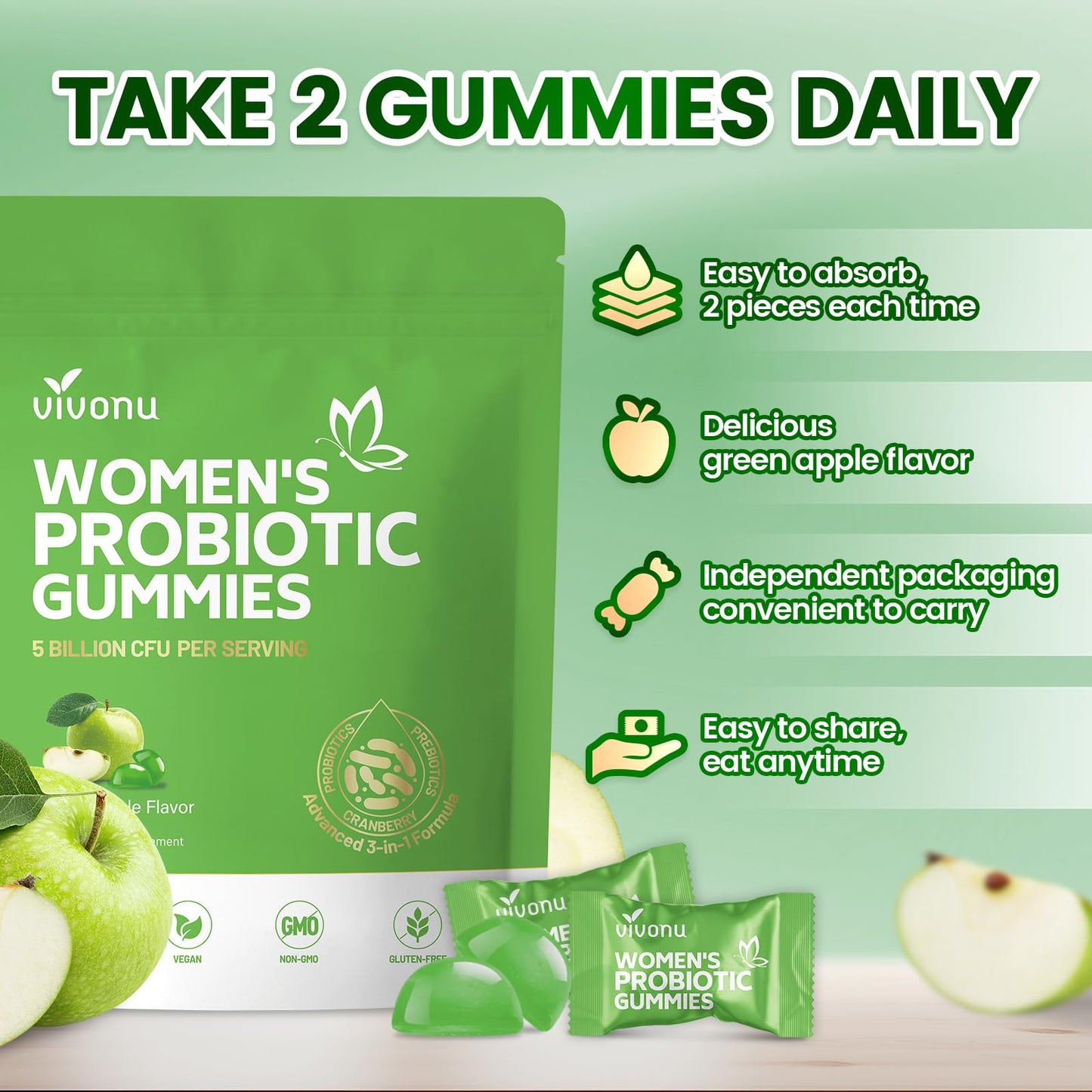 VivoNu Viginal Probiotic for Women Gummies 240 Count