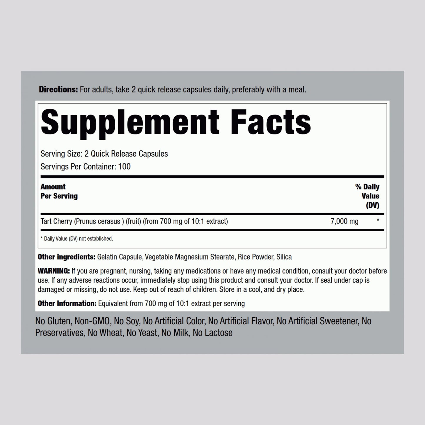 Piping Rock Tart Cherry Extract Capsules 200 Count