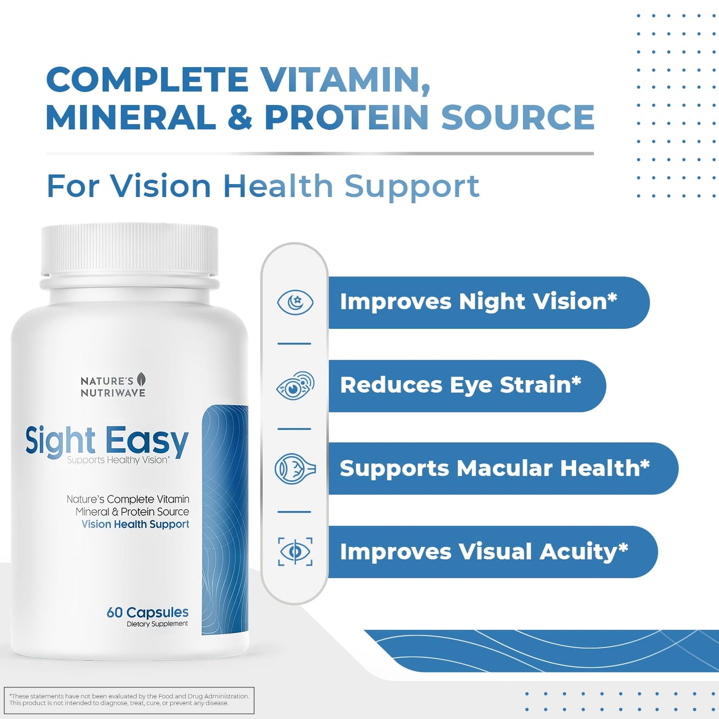 Nature’s NutriWave Sight Easy Lutein, Zeaxanthin & Bilberry 60 Capsules