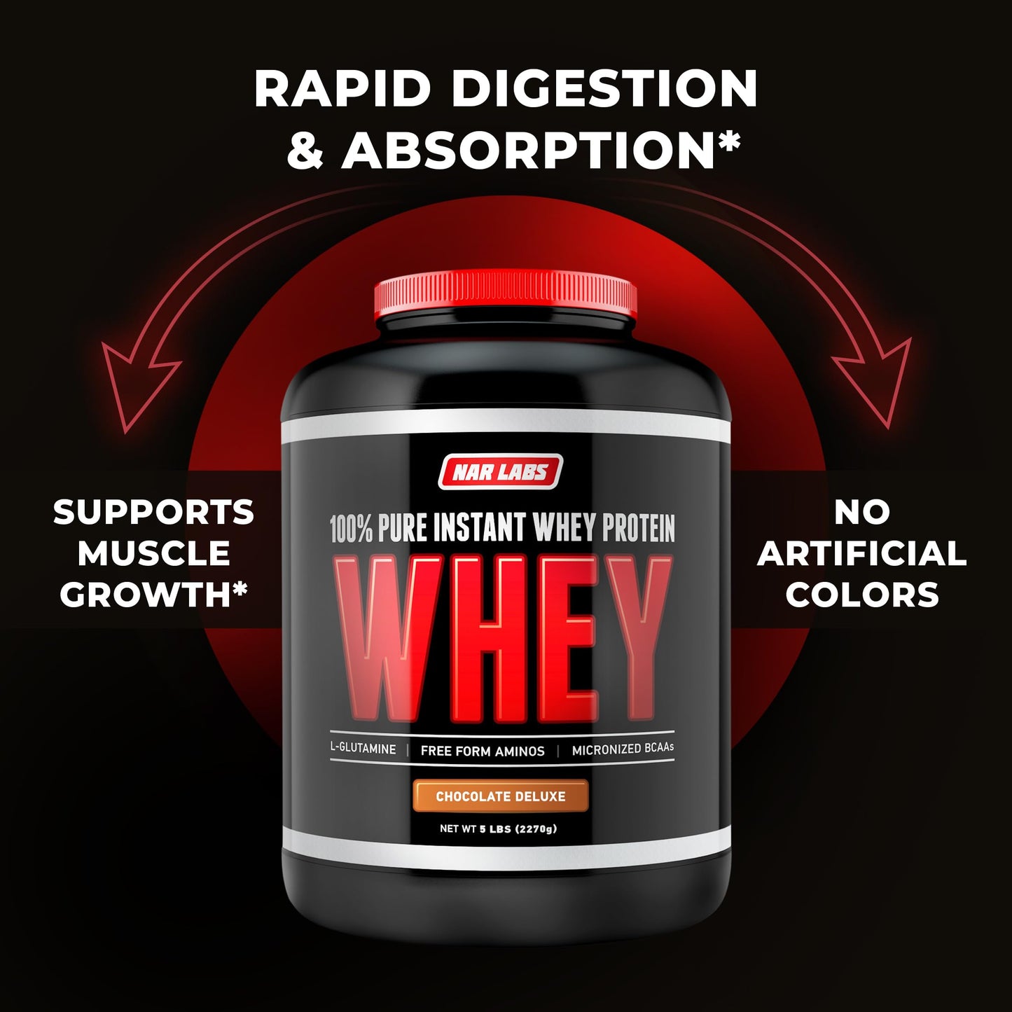 NAR LABS Pure Instant Whey Protein Powder, 5 lb, 80 Servings