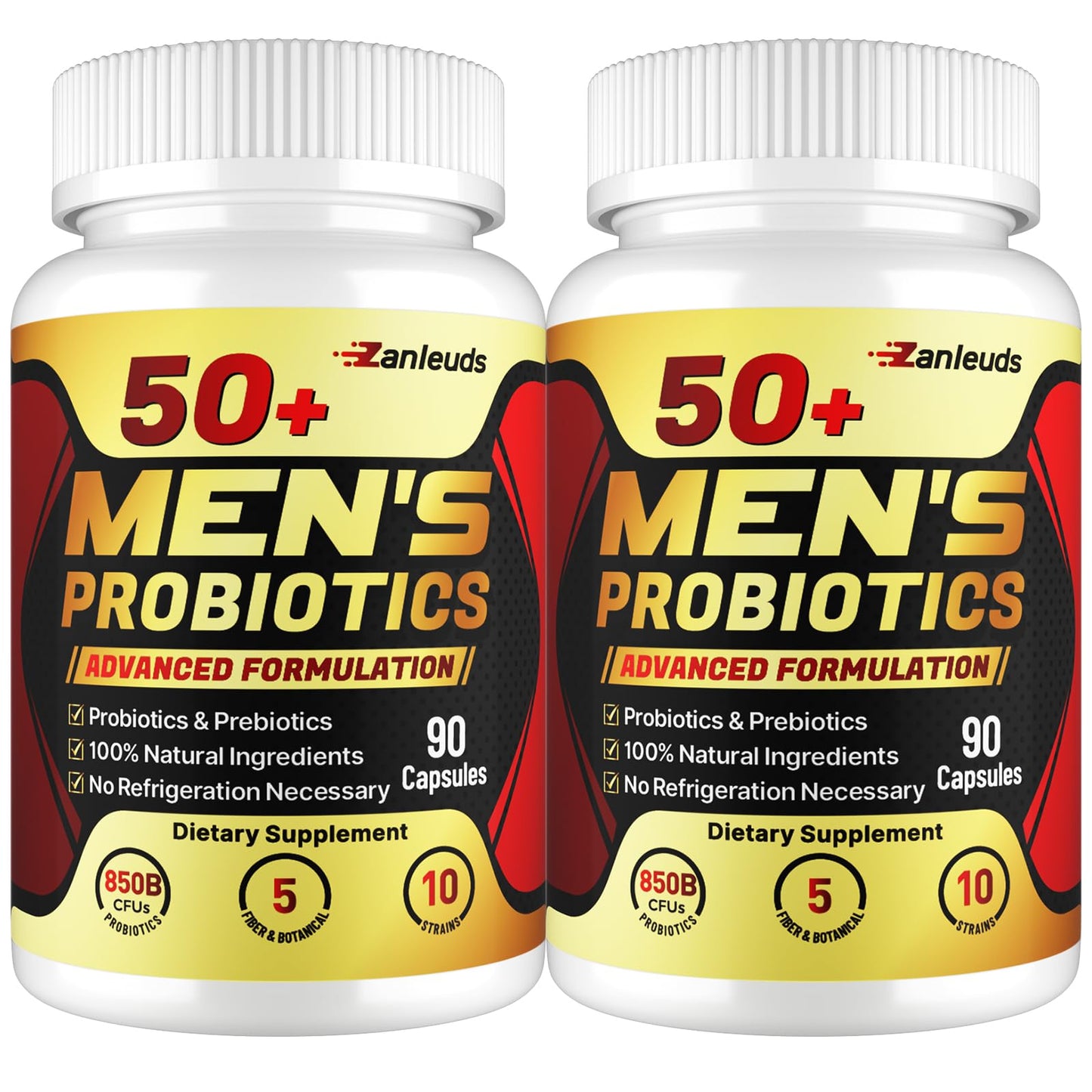 Zanleuds Probiotics for Men 50+, 850B CFU, Gut & Digestive Health, Immune, 180 Capsules