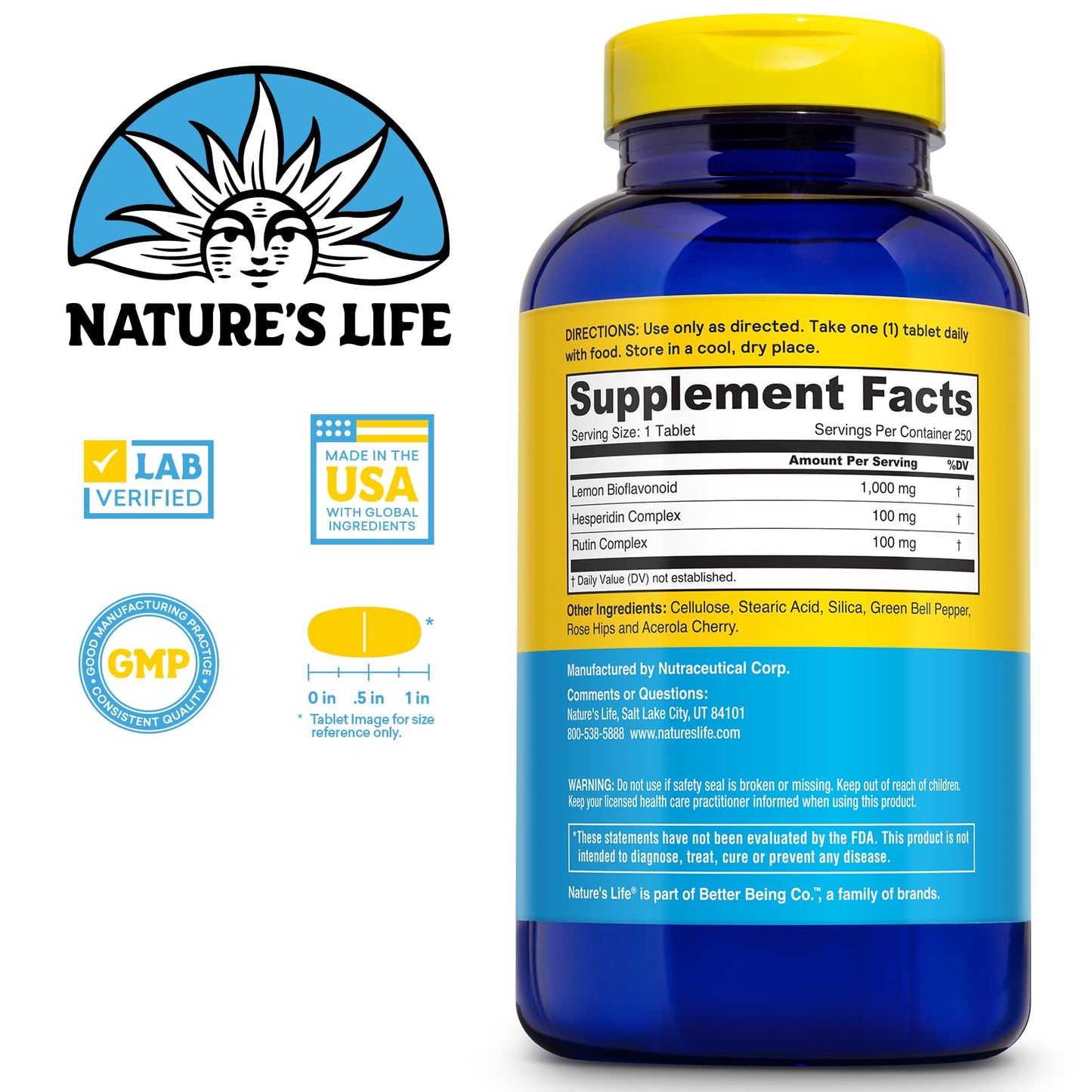 Nature's Life Lemon Bioflavonoids 1000mg Capsule, 250 Count