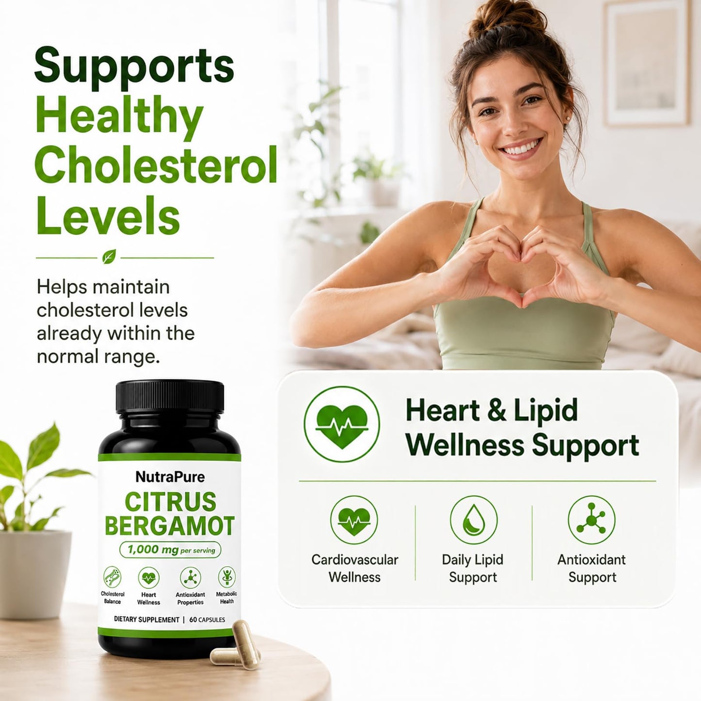 Halpilt Nutrapure Citrus Bergamot Capsules - 1000mg Per Serving, 60 Capsules