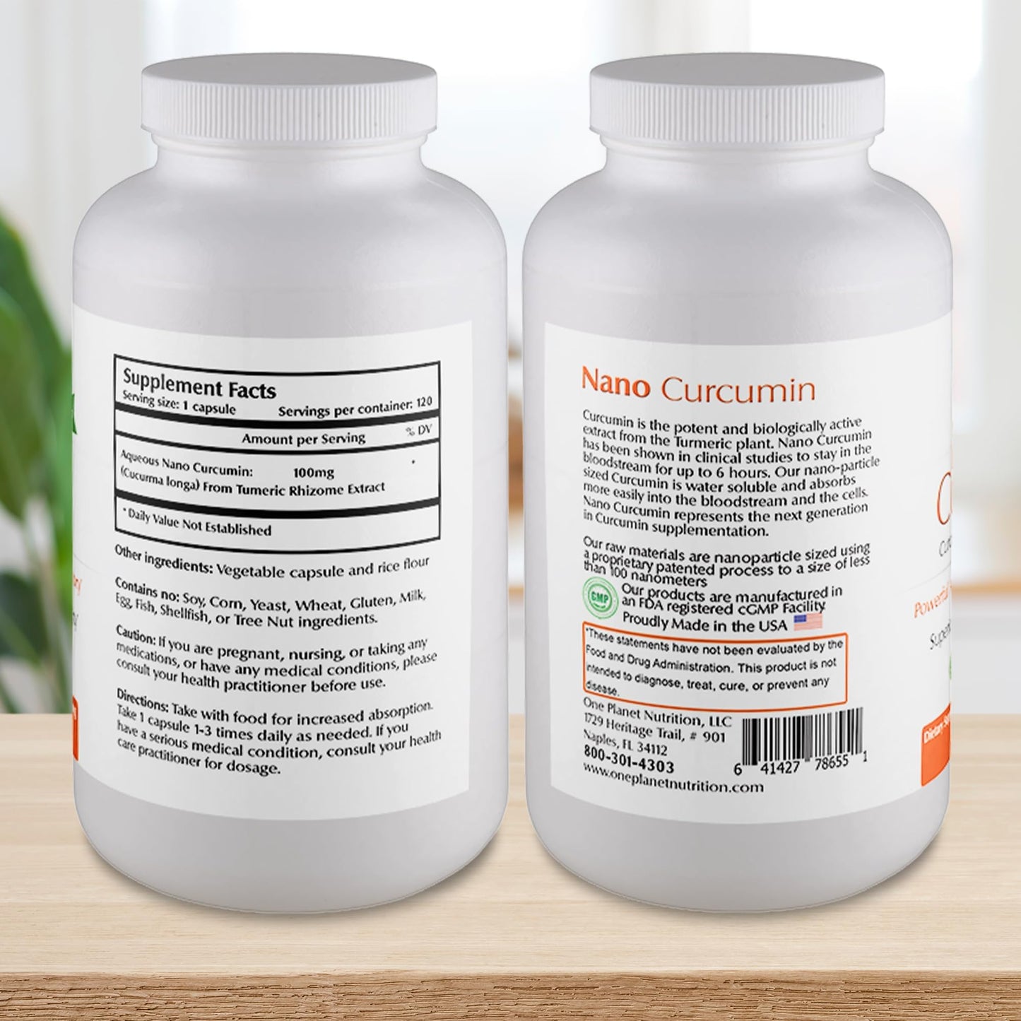 One Planet Nutrition Nano Curcumin 100 mg Capsule, 120 Count