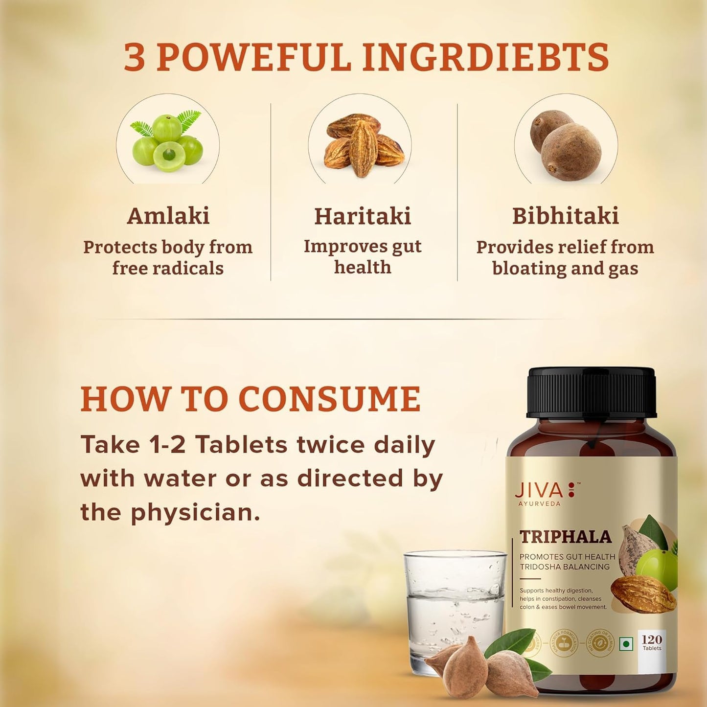 Jiva Ayurveda Triphala Tablets, 120 Count