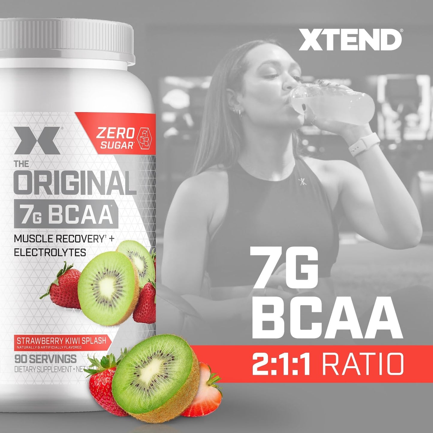 Xtend Original BCAA Powder Strawberry Kiwi Splash, 90 Servings