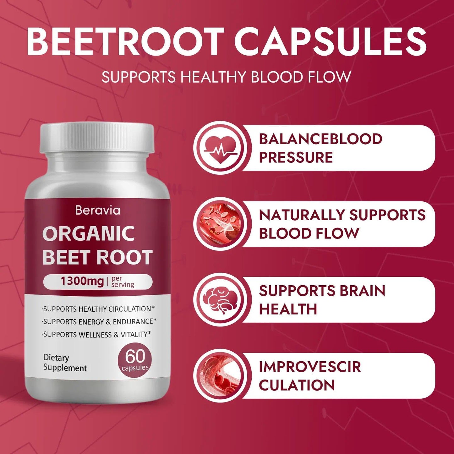 OIMTUE Beravia Beet Root Capsules, 60 Capsules