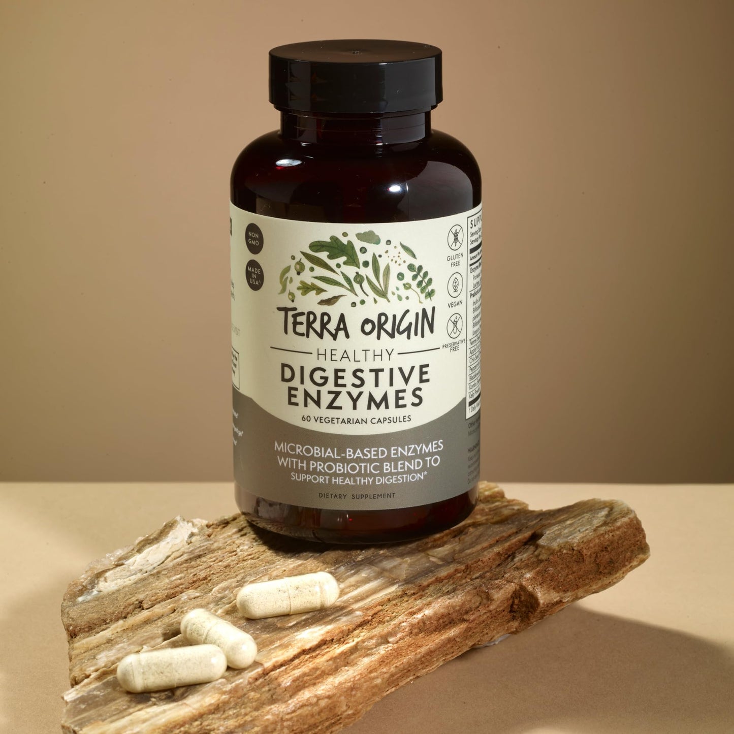 TERRA ORIGIN Digestive Enzymes with Probiotics & Prebiotics, 60 Capsules