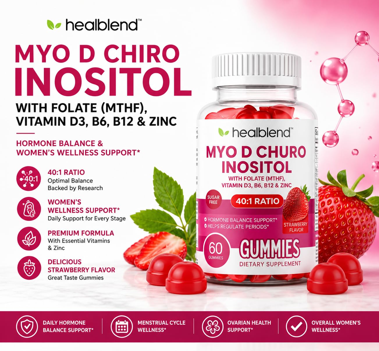healblend Myo & D-Chiro Inositol Gummies, 60 Count
