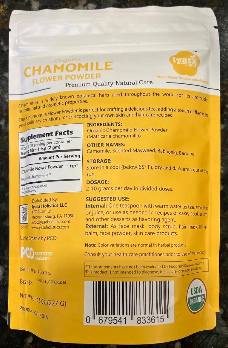 Iyasa Holistics Organic Chamomile Flowers Powder 8