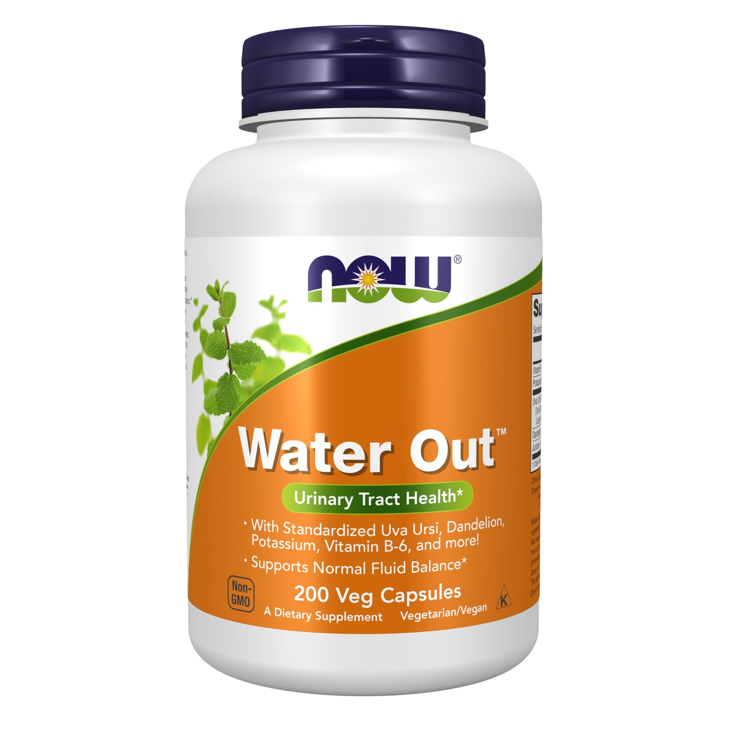 NOW Foods Water Out with Standardized Uva Ursi, Dandelion, Potassium and Vitamin B-6, 200 Veg Capsules