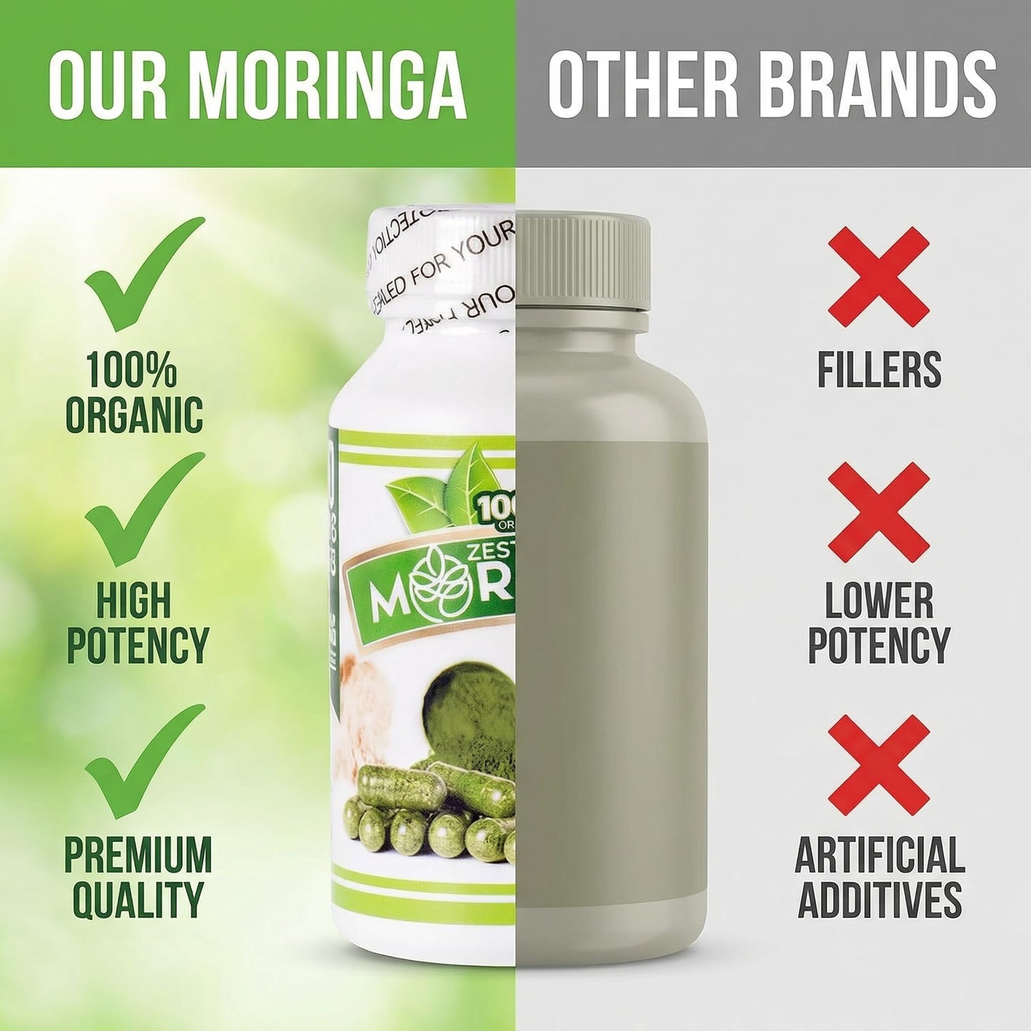 Zest Of Moringa Moringa Oleifera Capsule Supplement Capsule 100 Capsules