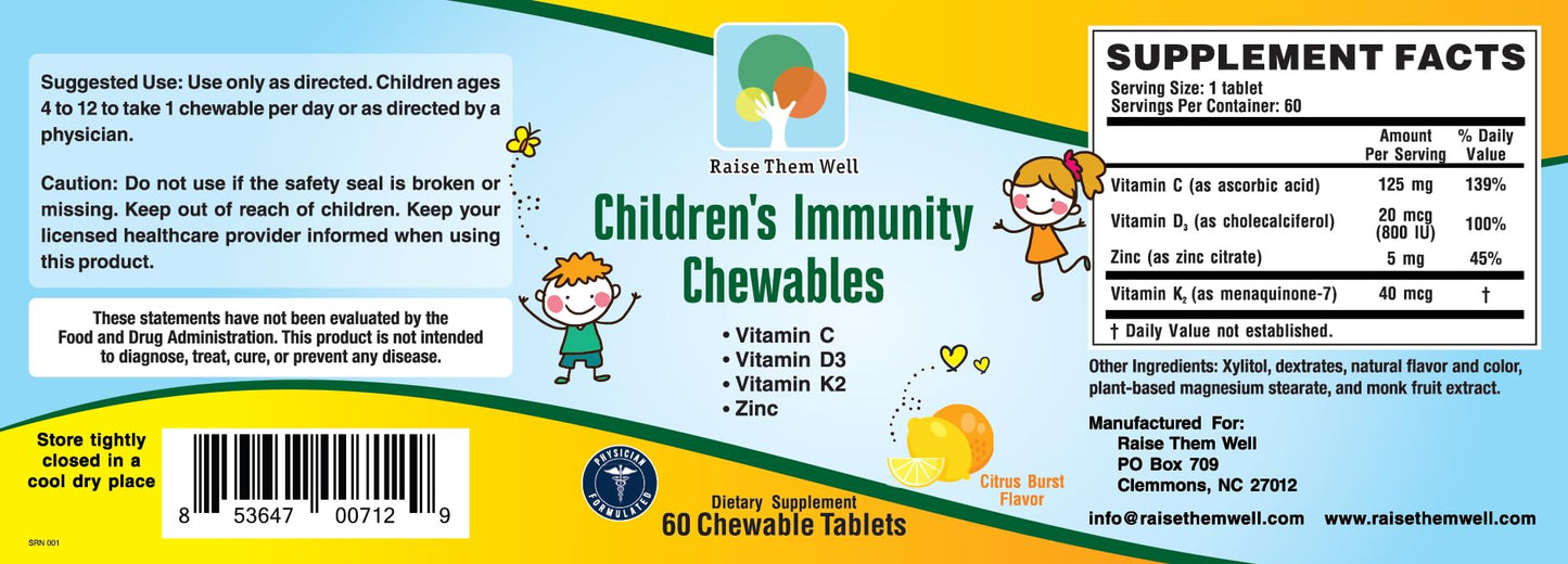 Raise Them Well Kids Vitamin C & Immune Support Capsule 60 Count