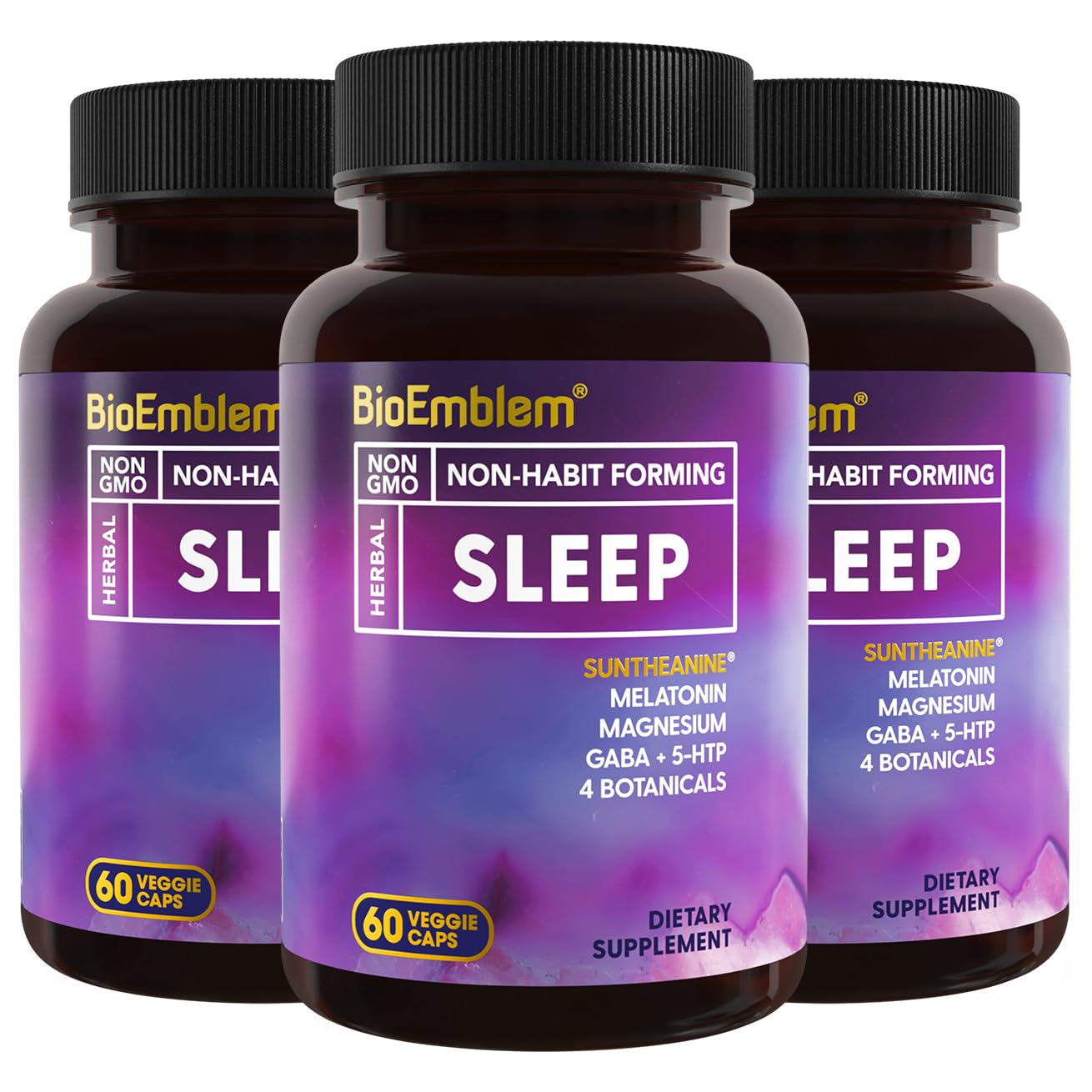 BioEmblem Natural Sleep Aid for Adults with Melatonin 180 Capsules