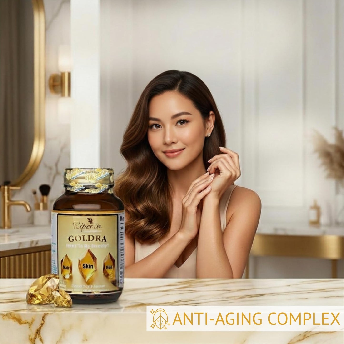 Kiperin Goldra Hair Skin Nails Biotin Hydrolyzed Keratin Hyaluronic Acid Beauty Support Capsule 1