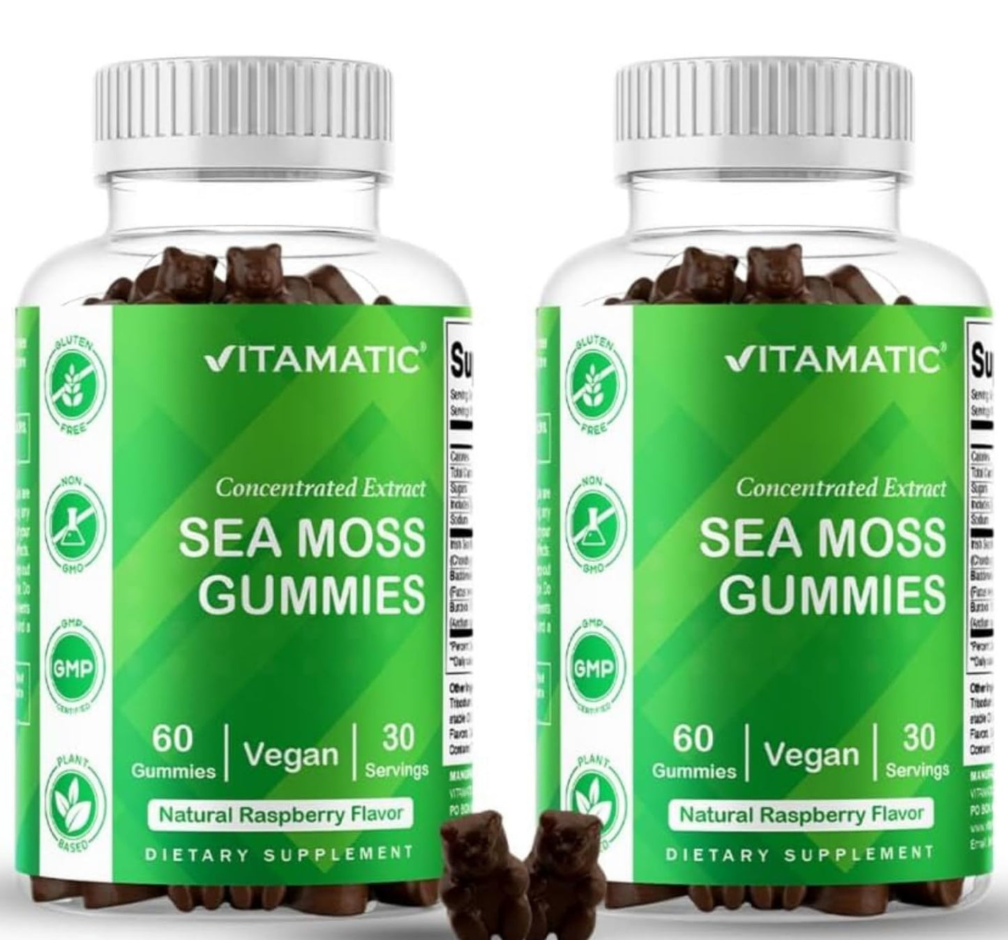 Vitamatic Sea Moss Gummies with Bladderwrack & Burdock, 60 Gummies (Pack of 2)
