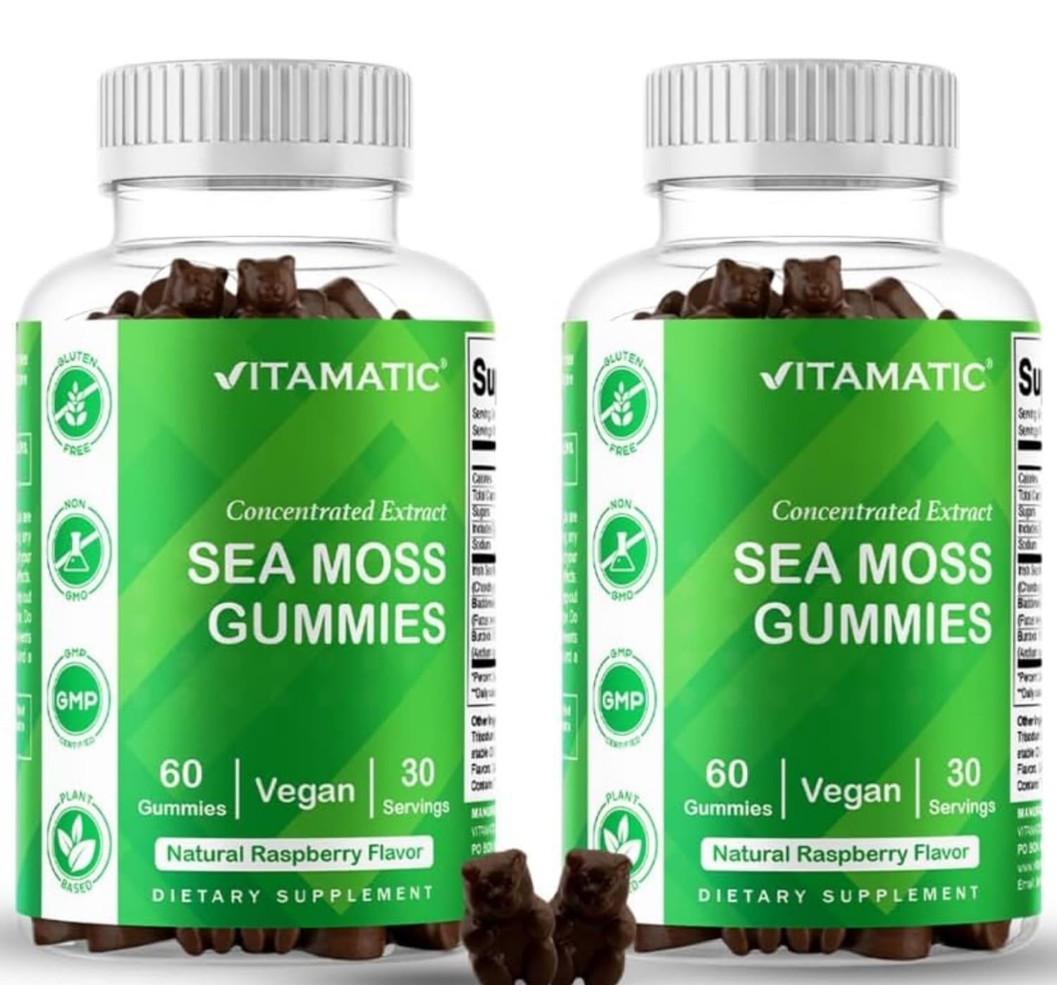 Vitamatic Sea Moss Gummies with Bladderwrack & Burdock, 60 Gummies (Pack of 2)