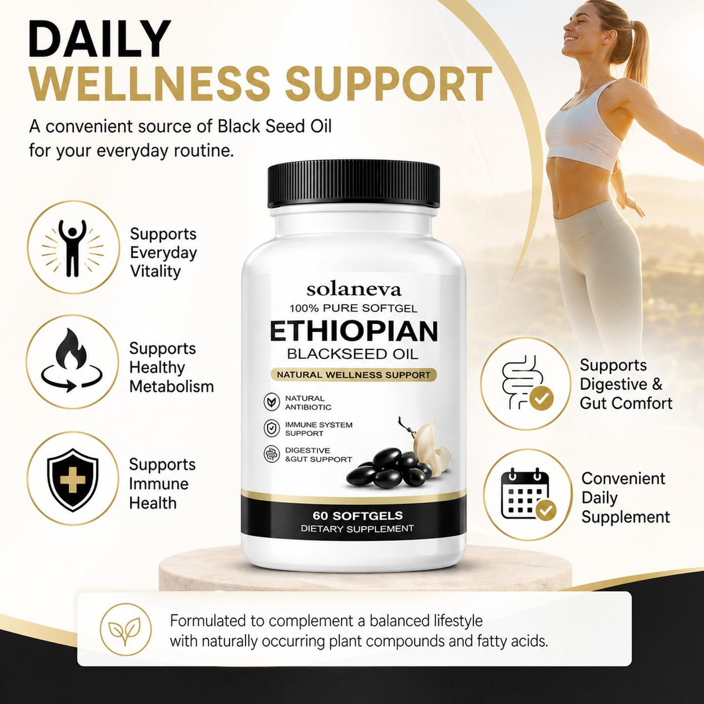 Kuri Nuka Solaneva Ethiopian Black Seed Oil Capsule, 60 Count