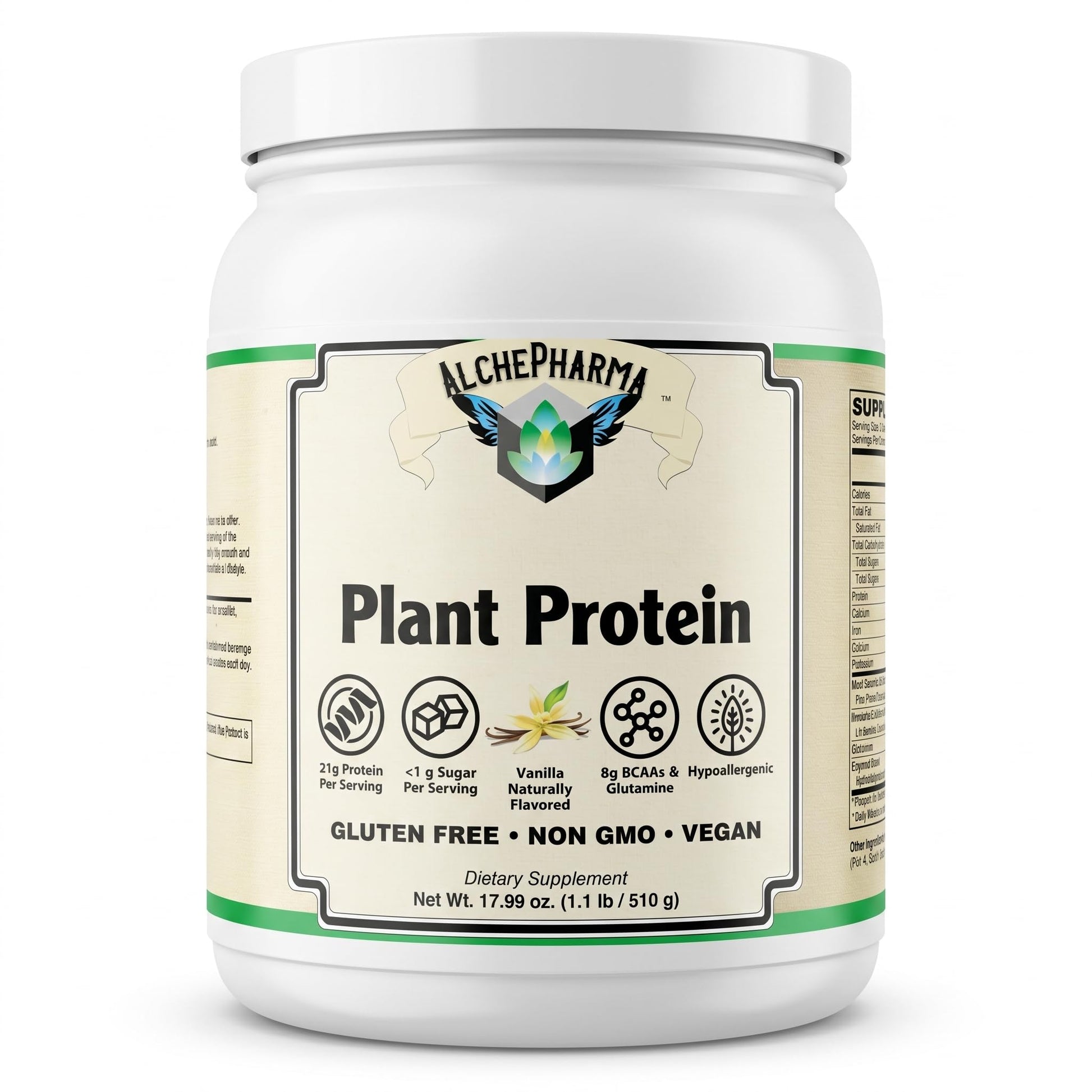 AlchePharma Plant Protein (Premium Blend) Protein Powder Vanilla 17.6 Servings