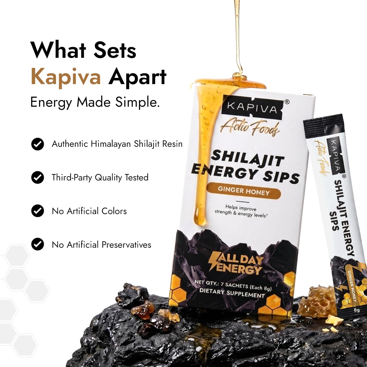 Kapiva Shilajit Honey Sticks 1 Softgel