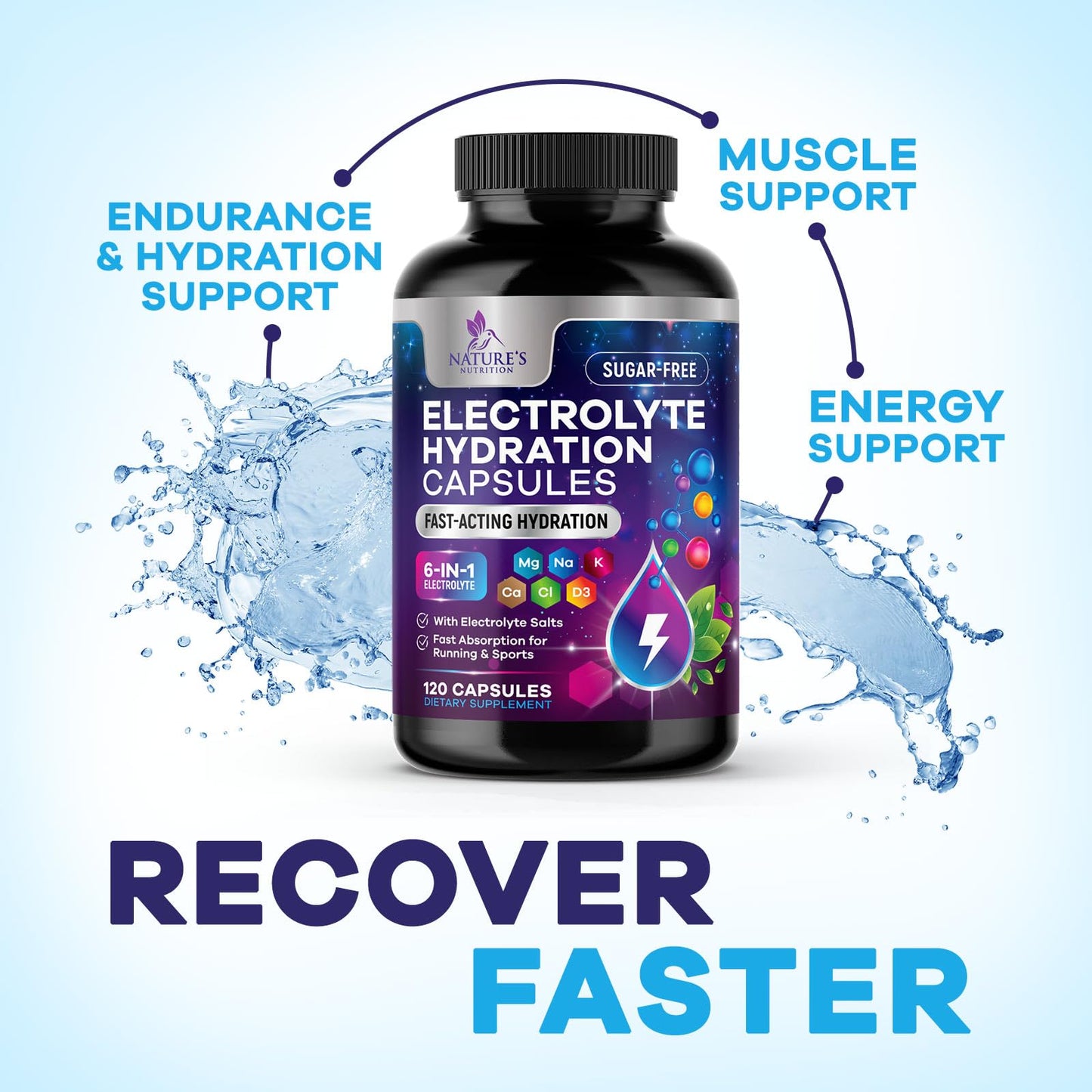 Nature's Nutrition Electrolyte Salt Capsules 120 Count