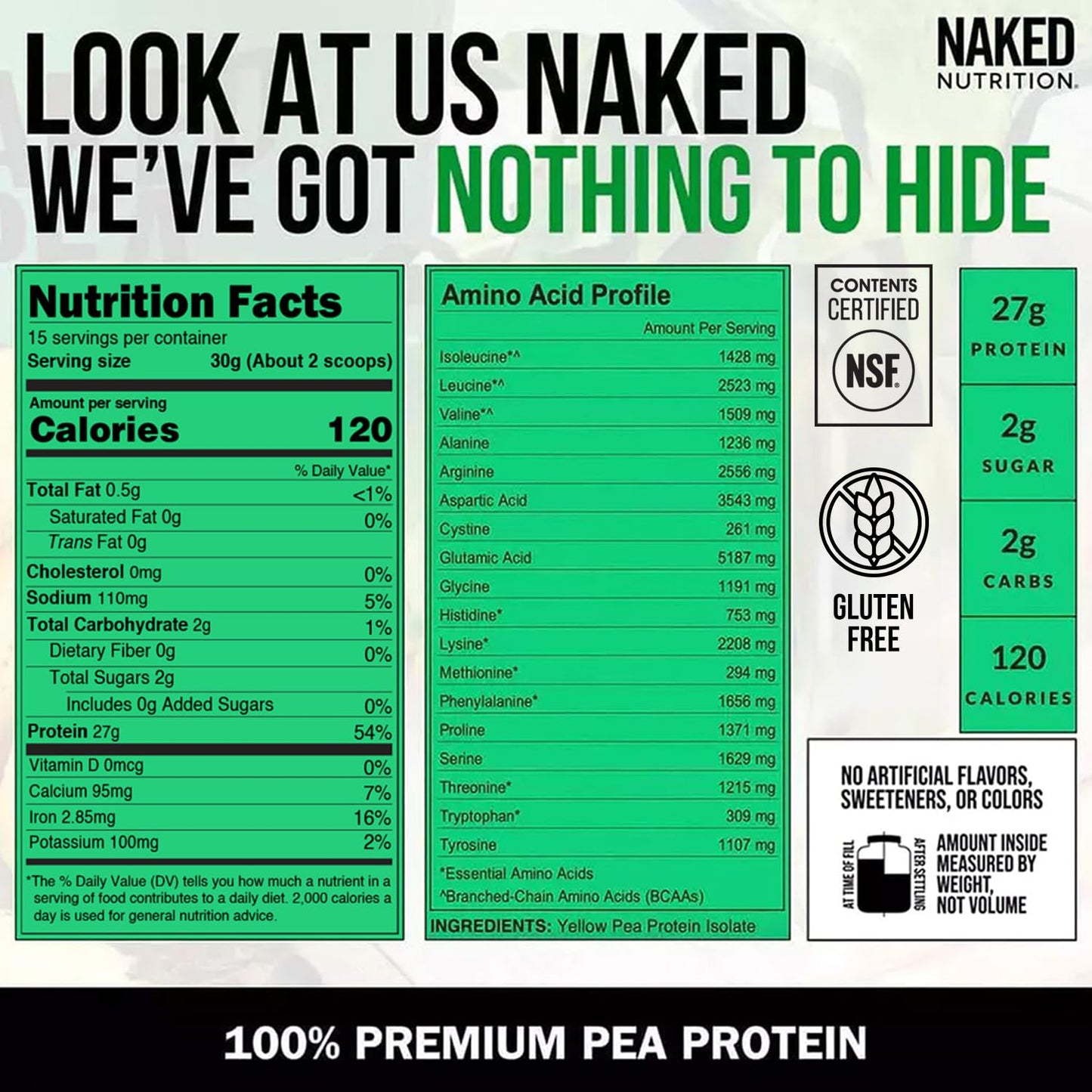 NAKED Pea Protein Isolate Powder, 16 Servings