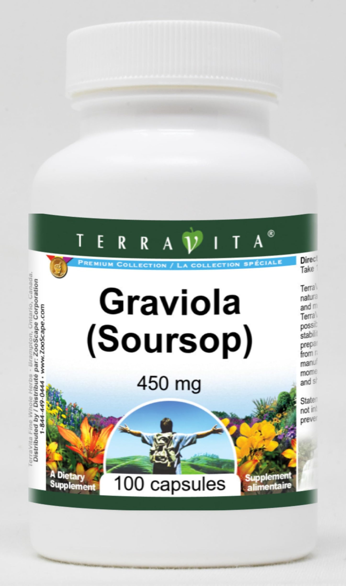 Terravita Graviola (Soursop) 450 mg Capsules, 100 Capsules