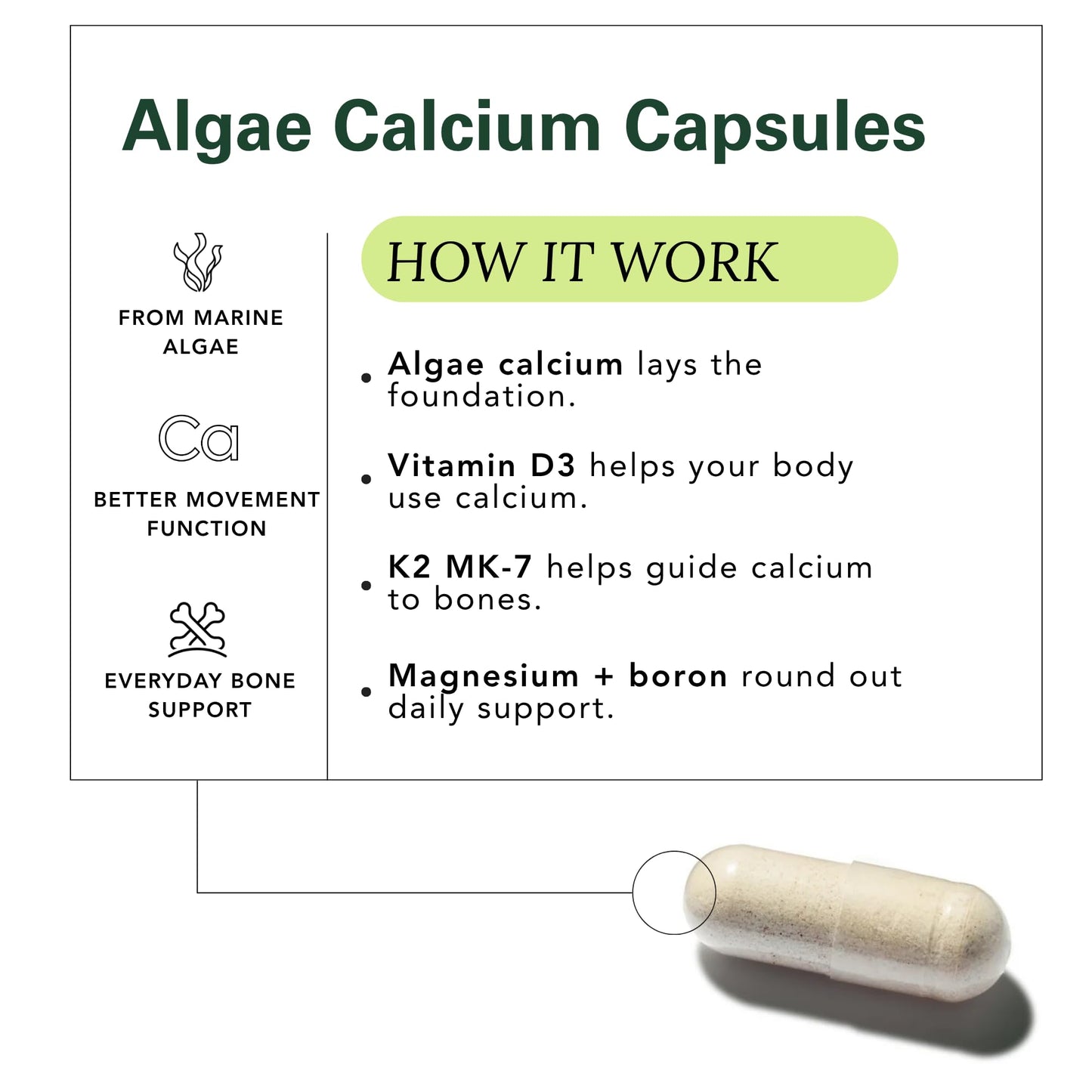 ZAB Algae Calcium Supplement Capsule 90 Count