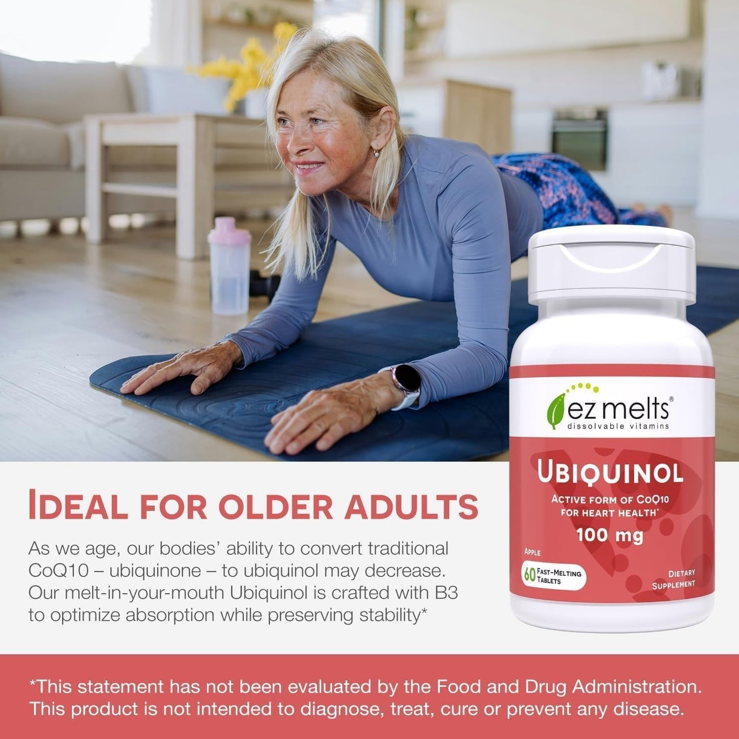 EZ Melts Ubiquinol 100 mg CoQ10 Tablet, 120 Tablets