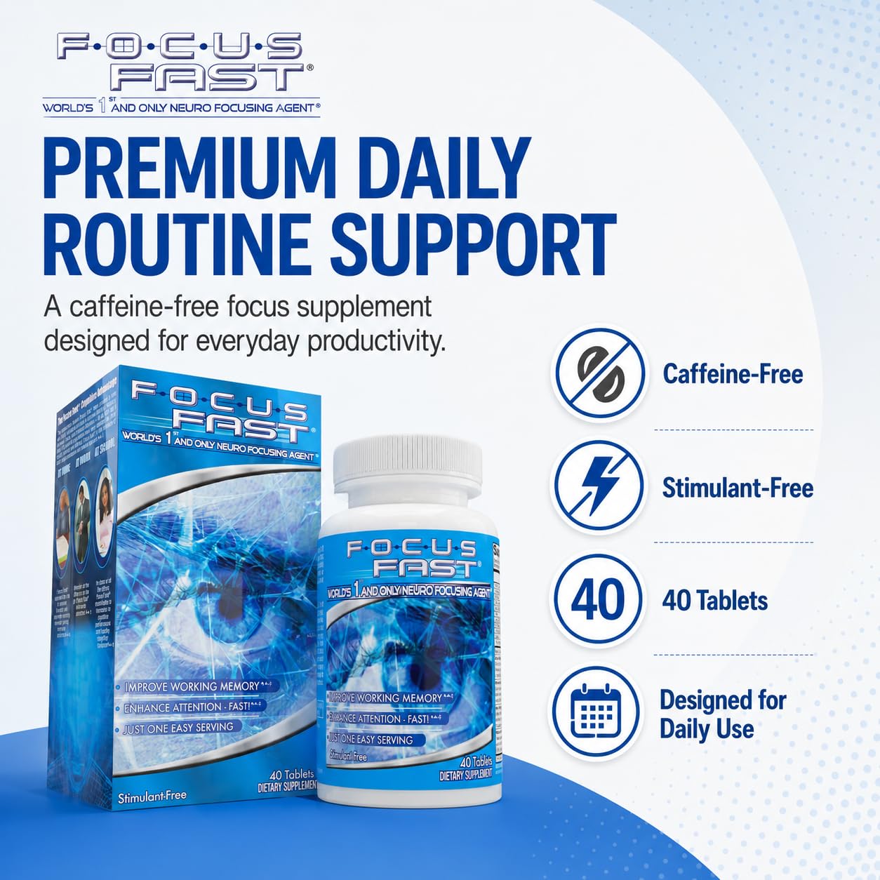 Focus Fast Brain Supplement Tablet - 40 Count