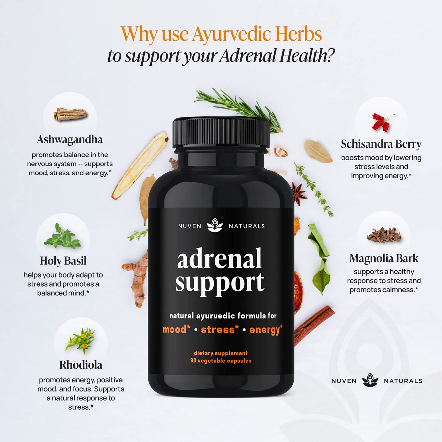 Nuven Naturals Adrenal Support Capsule, 90 Capsules