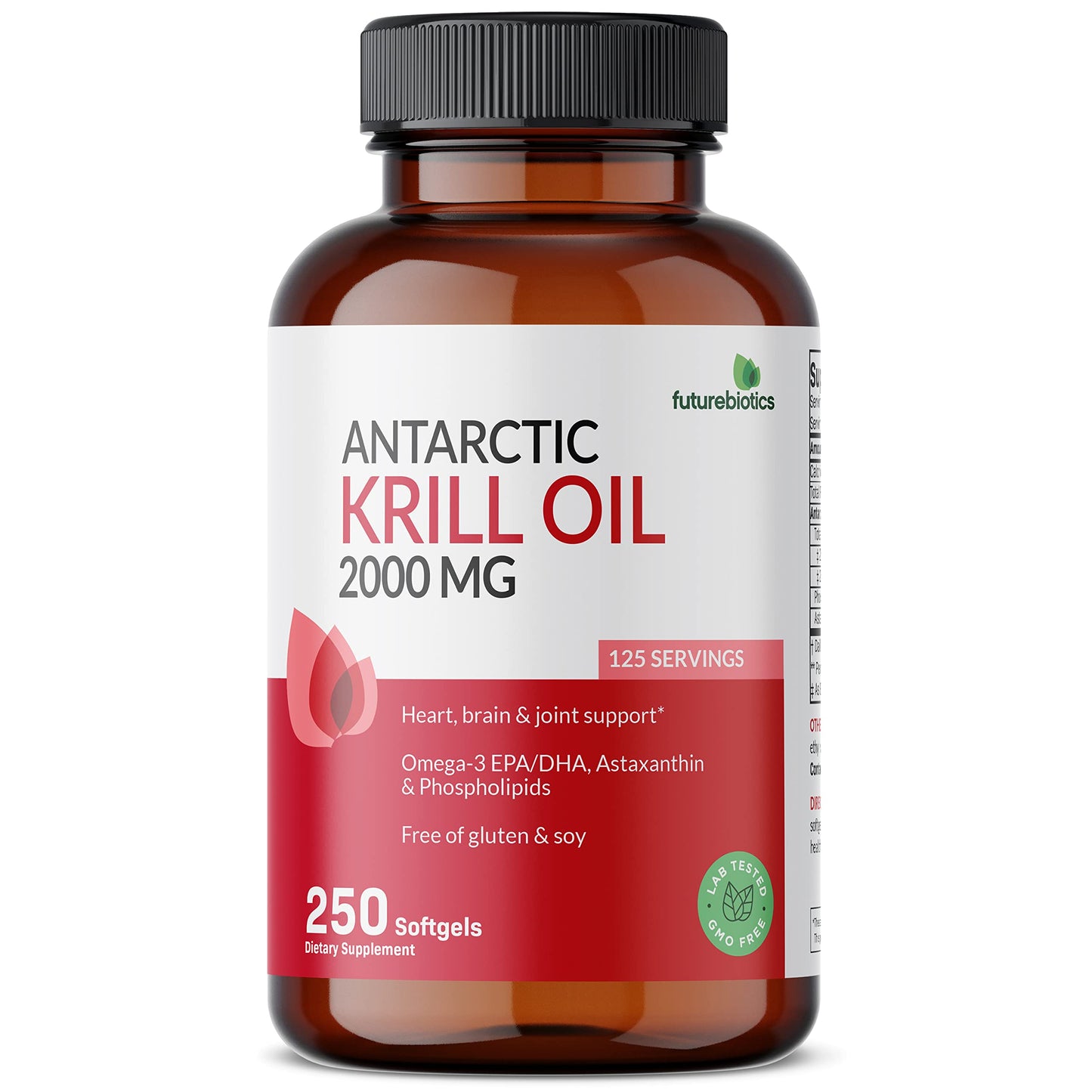 Futurebiotics Antarctic Krill Oil 2000mg with Astaxanthin, Omega-3s EPA, DHA and Phospholipids 100% Pure Premium Krill Oil Heavy Metal Tested, Non GMO, 250 Tablets