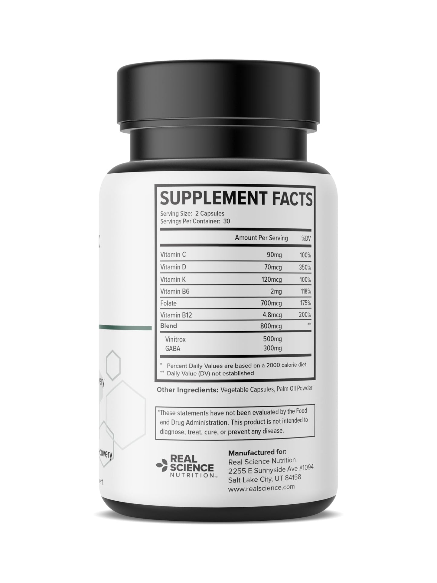 Real Science Nutrition Tissue Restore Complex Circulation & Tissue Health Support with Nitric Oxide, Vitamins C, D, K, B6 & B12 Cellular & Skin Wellness Supplement 60 Capsules